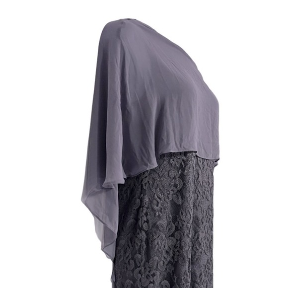 Midnight Velvet Mauve Lace Chiffon Cocktail Formal Night Out Evening Cape Dress - Picture 11 of 16